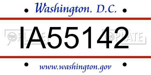 IA55142 District Of Columbia License Plate