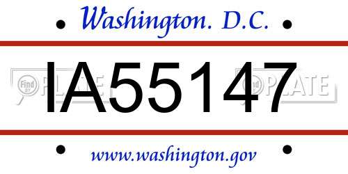 IA55147 District Of Columbia License Plate