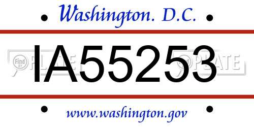 IA55253 District Of Columbia License Plate