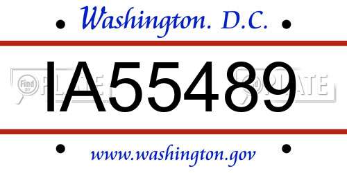 IA55489 District Of Columbia License Plate