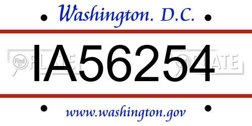 IA56254 District Of Columbia License Plate