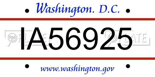 IA56925 District Of Columbia License Plate
