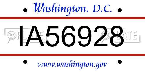 IA56928 District Of Columbia License Plate