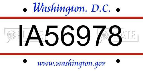 IA56978 District Of Columbia License Plate