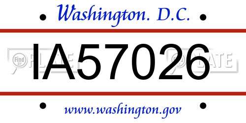 IA57026 District Of Columbia License Plate