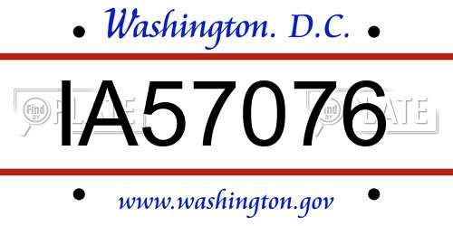 IA57076 District Of Columbia License Plate
