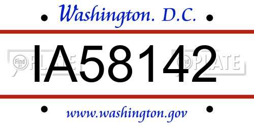 IA58142 District Of Columbia License Plate