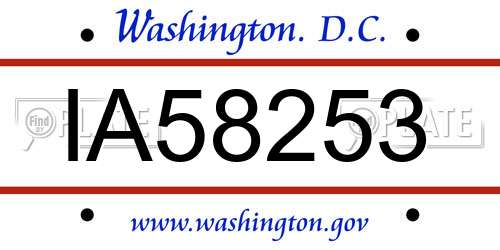 IA58253 District Of Columbia License Plate
