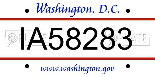 IA58283 District Of Columbia License Plate