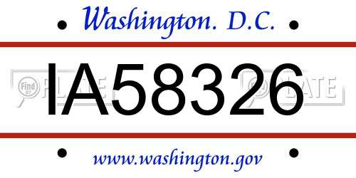 IA58326 District Of Columbia License Plate