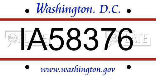 IA58376 District Of Columbia License Plate