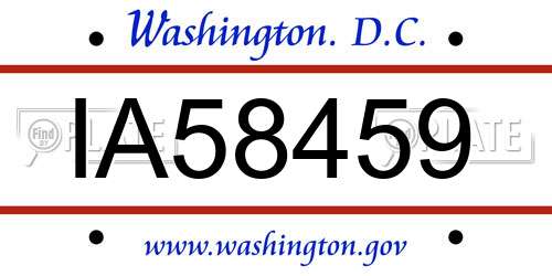 IA58459 District Of Columbia License Plate