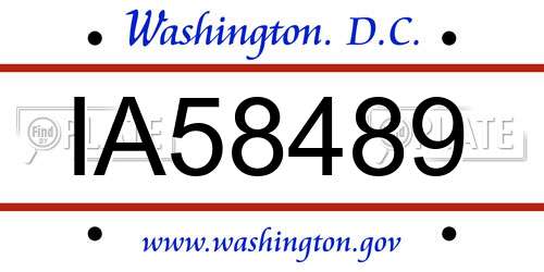 IA58489 District Of Columbia License Plate