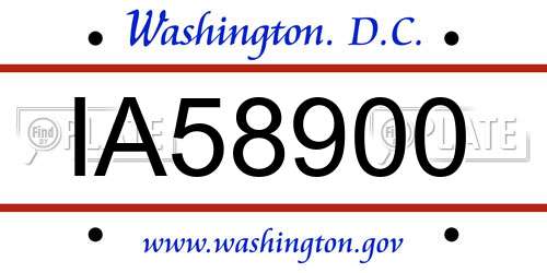 IA58900 District Of Columbia License Plate