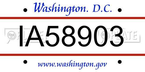 IA58903 District Of Columbia License Plate