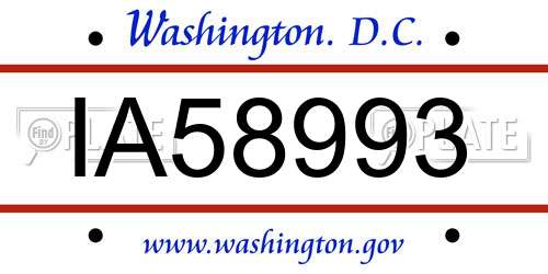 IA58993 District Of Columbia License Plate