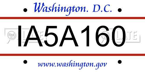 IA5A160 District Of Columbia License Plate