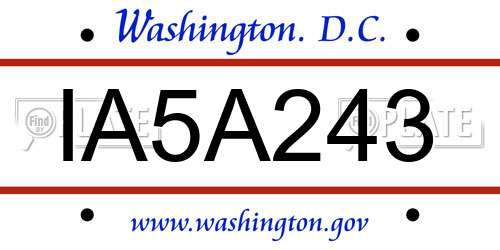 IA5A243 District Of Columbia License Plate