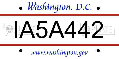 IA5A442 District Of Columbia License Plate