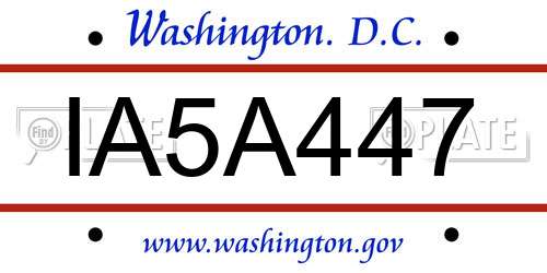 IA5A447 District Of Columbia License Plate