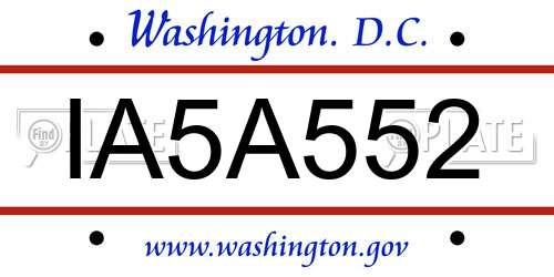 IA5A552 District Of Columbia License Plate
