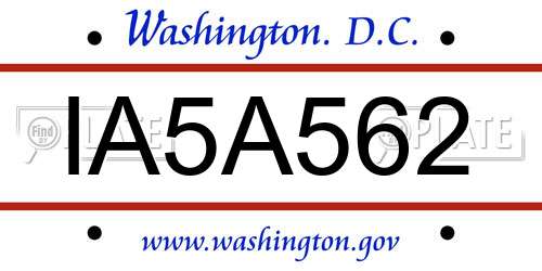 IA5A562 District Of Columbia License Plate