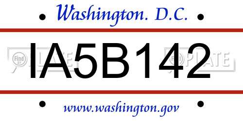 IA5B142 District Of Columbia License Plate