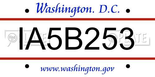 IA5B253 District Of Columbia License Plate