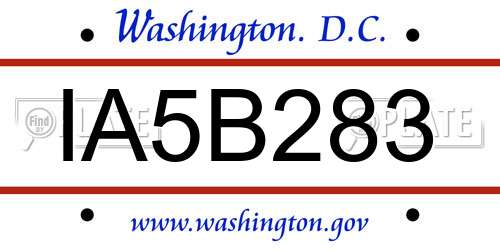IA5B283 District Of Columbia License Plate