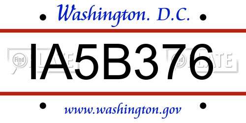 IA5B376 District Of Columbia License Plate