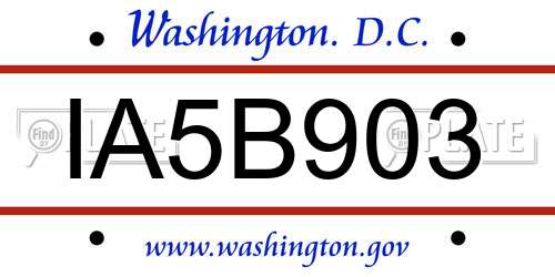 IA5B903 District Of Columbia License Plate