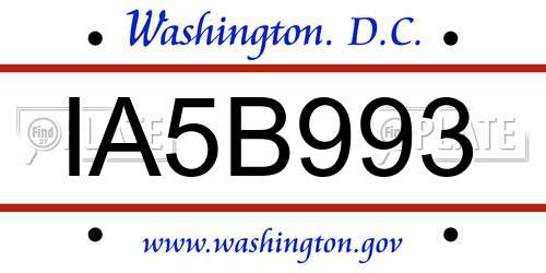 IA5B993 District Of Columbia License Plate