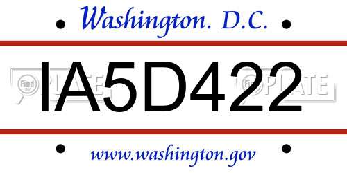 IA5D422 District Of Columbia License Plate