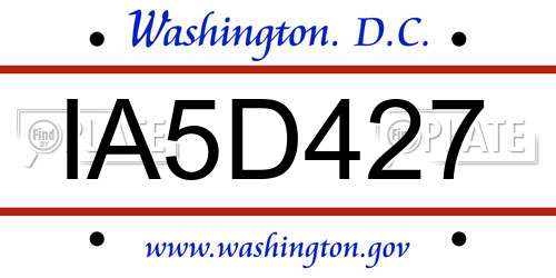 IA5D427 District Of Columbia License Plate
