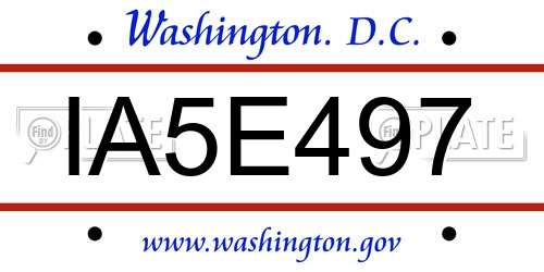 IA5E497 District Of Columbia License Plate