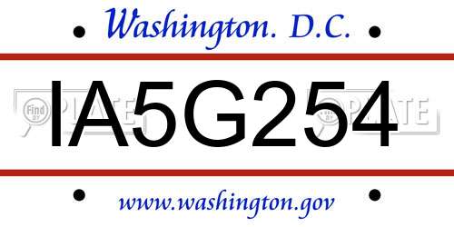IA5G254 District Of Columbia License Plate