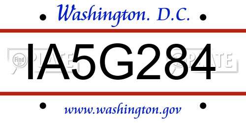 IA5G284 District Of Columbia License Plate