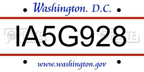 IA5G928 District Of Columbia License Plate
