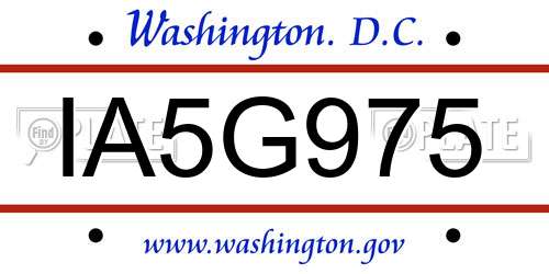 IA5G975 District Of Columbia License Plate
