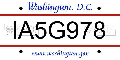 IA5G978 District Of Columbia License Plate