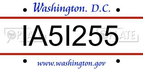 IA5I255 District Of Columbia License Plate
