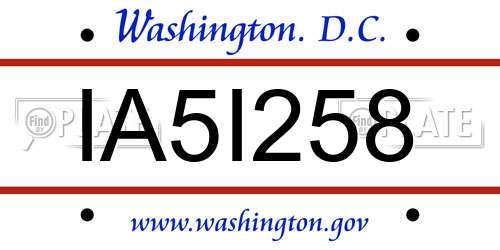 IA5I258 District Of Columbia License Plate