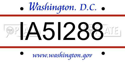 IA5I288 District Of Columbia License Plate