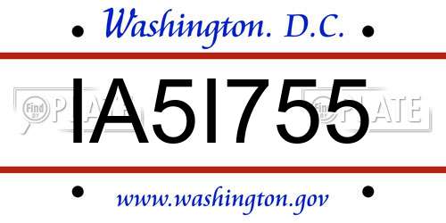 IA5I755 District Of Columbia License Plate