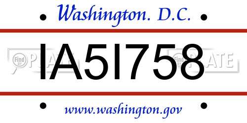 IA5I758 District Of Columbia License Plate