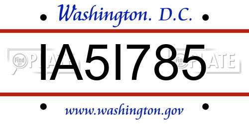 IA5I785 District Of Columbia License Plate