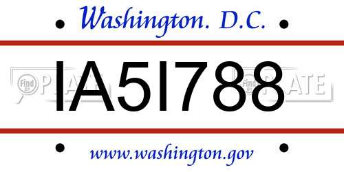 IA5I788 District Of Columbia License Plate