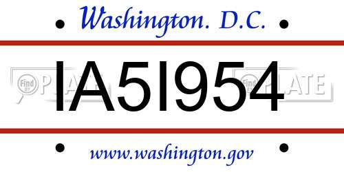 IA5I954 District Of Columbia License Plate