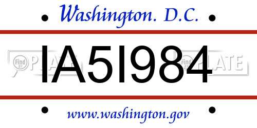 IA5I984 District Of Columbia License Plate