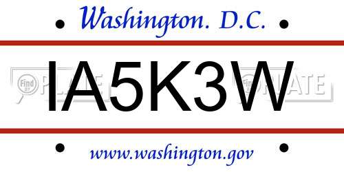 IA5K3W District Of Columbia License Plate
